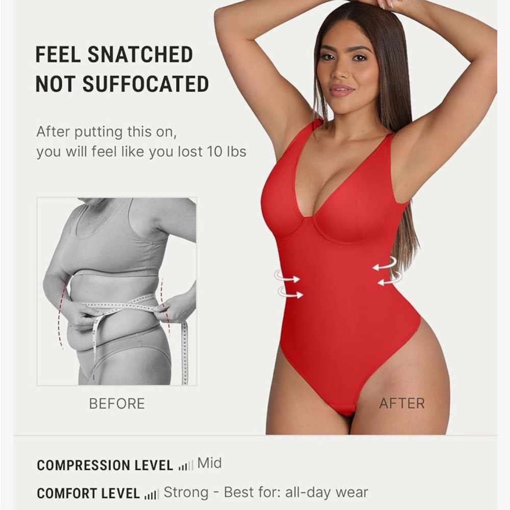Red Women's Sculpting Bodysuit Shapewear